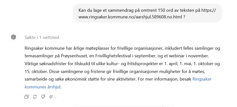 chatgpt oppsummerer nå URL